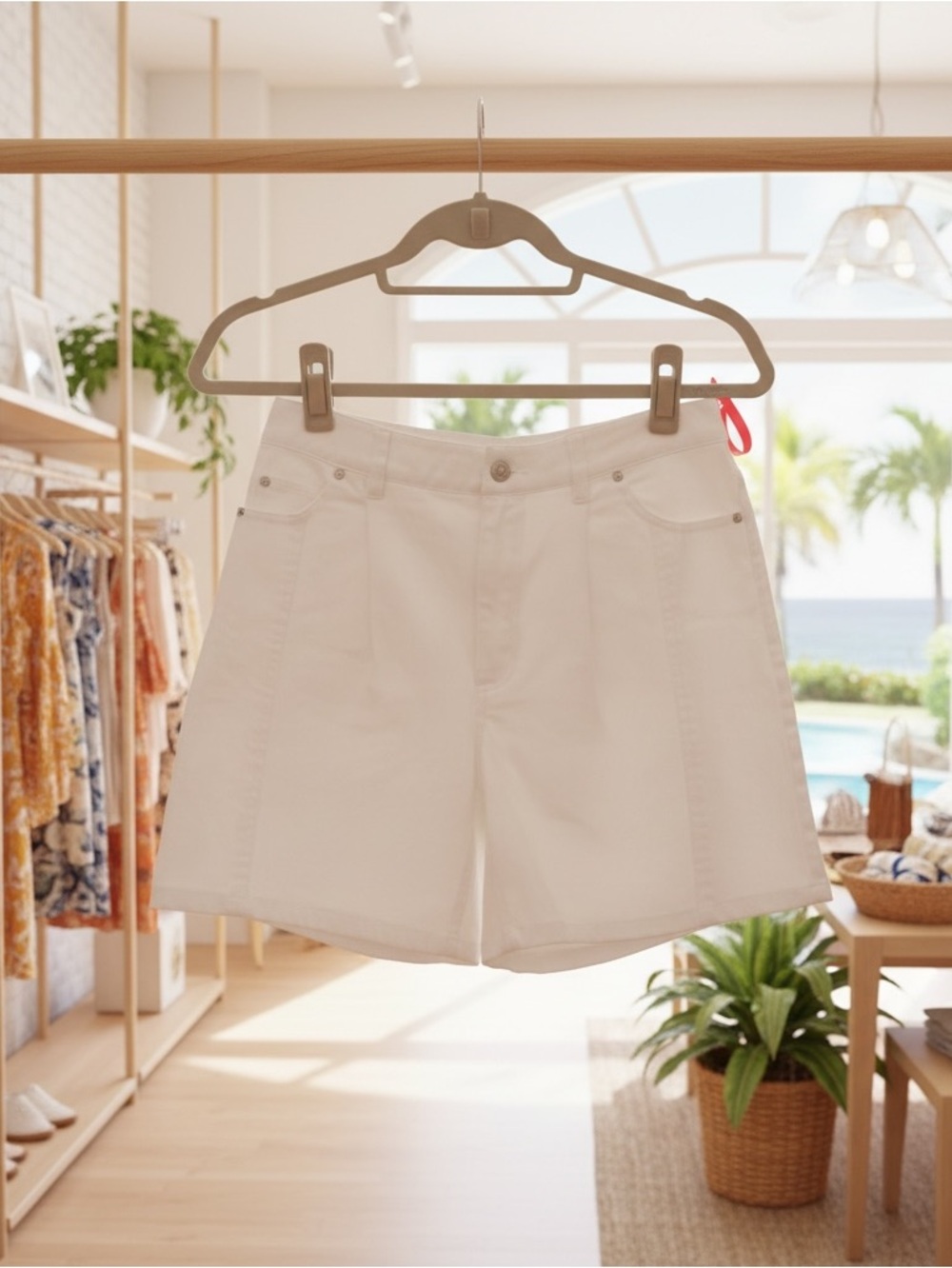 Derek Lam 10 Crosby white denim shorts size 27 high rise tailored NWOT